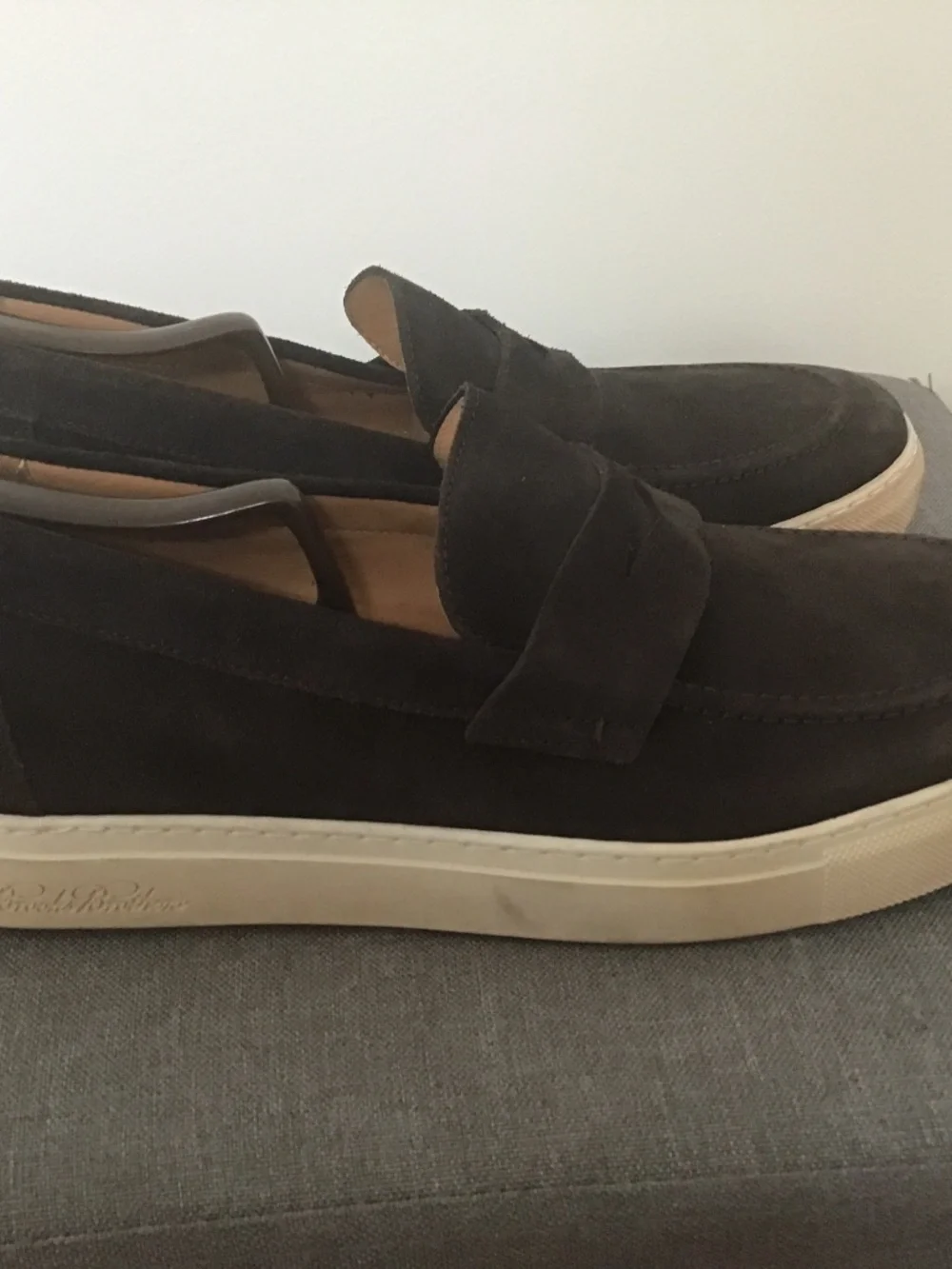 Brook brothers chocolate suede boat shoes loafers size 11
